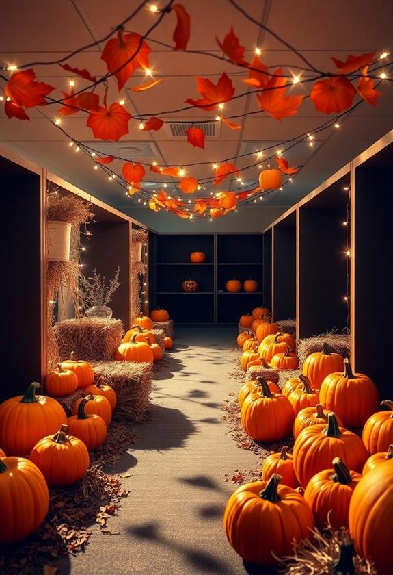 autumn themed workspace arrangement