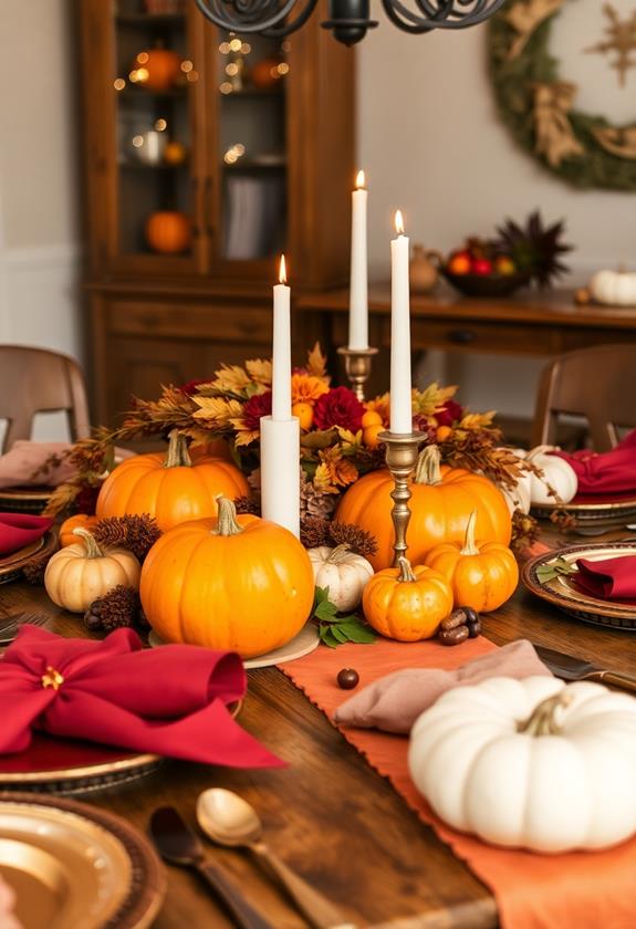 autumnal feast table arrangements