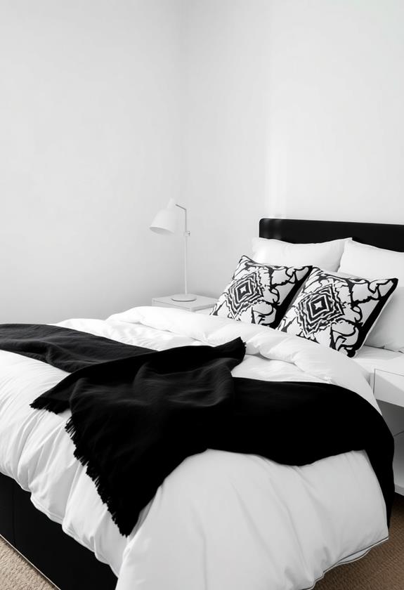 black and white bedding
