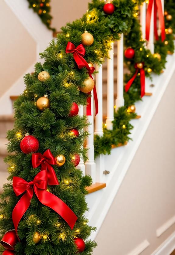 charming decorative staircase garlands