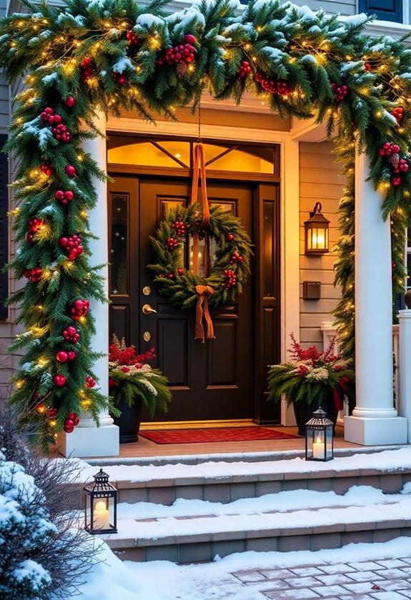 cheerful holiday entrance decoration