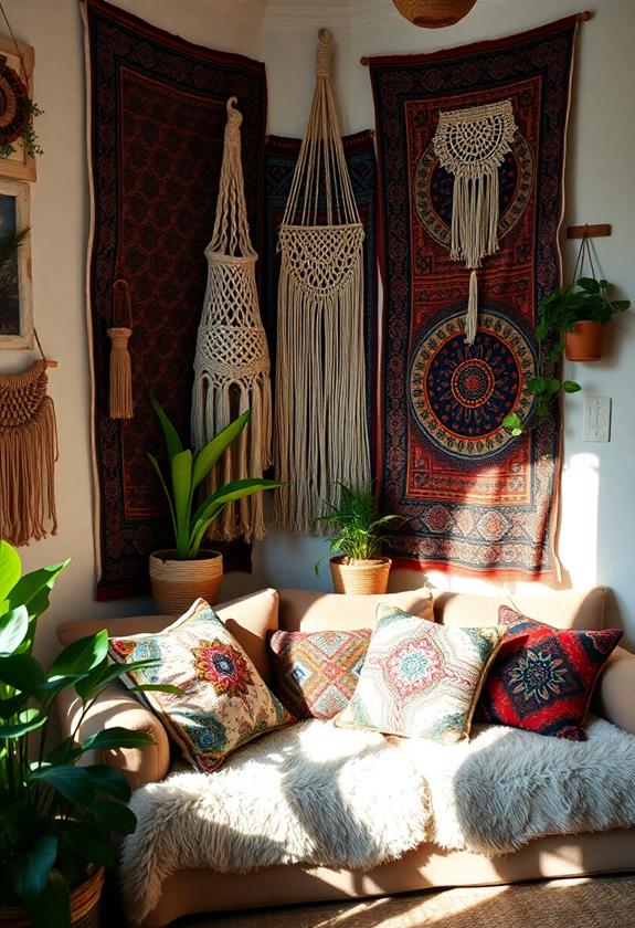 colorful bohemian wall hangings