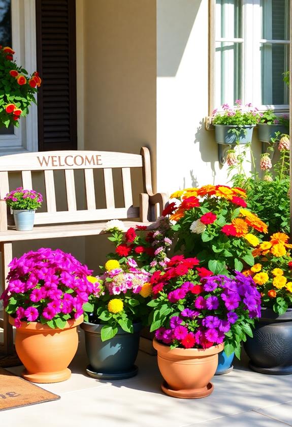 colorful potted floral arrangements