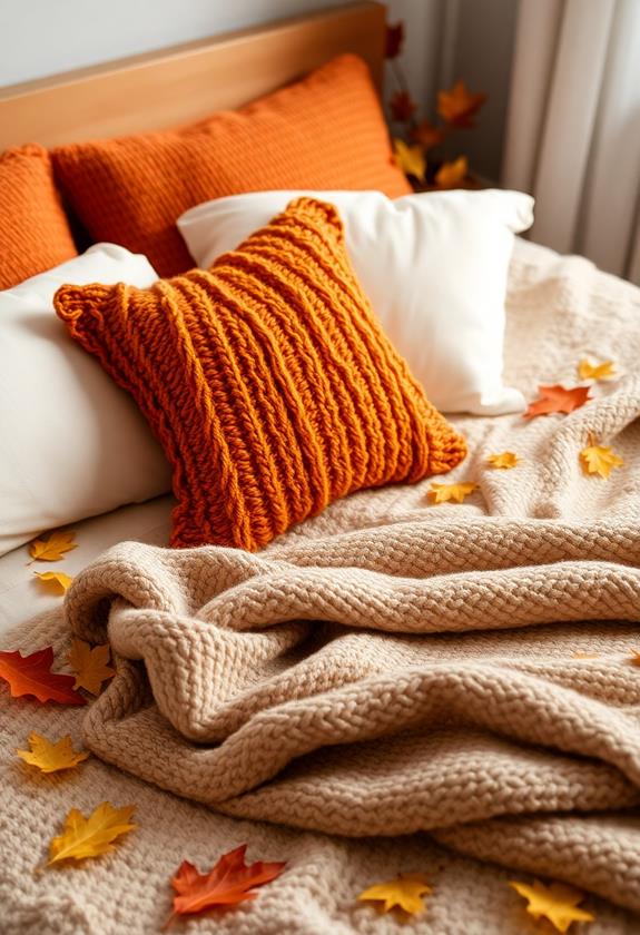 cozy handcrafted knitted pillows
