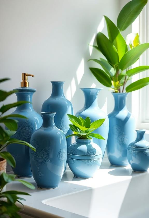 decorative blue ceramic vases