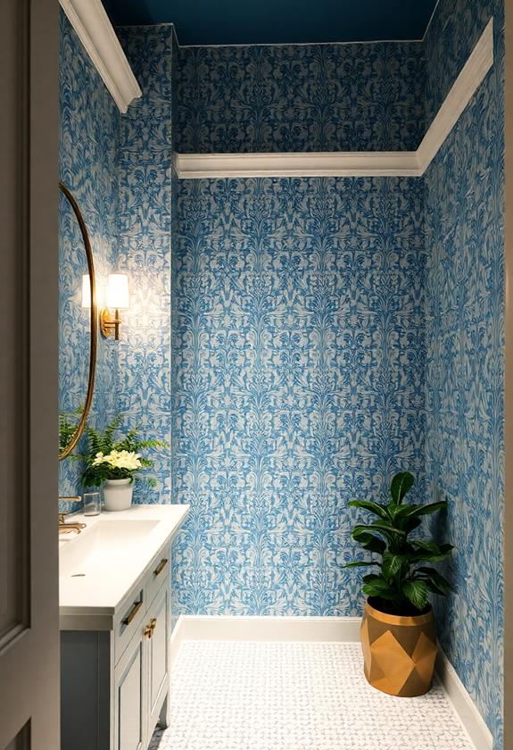 decorative blue wall covering