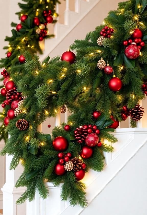 decorative staircase garland ideas