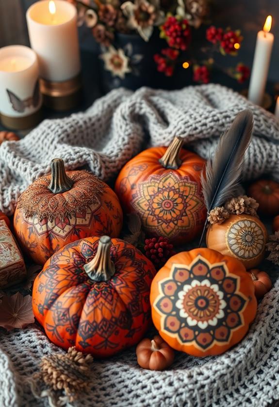 eclectic decorative autumn gourds
