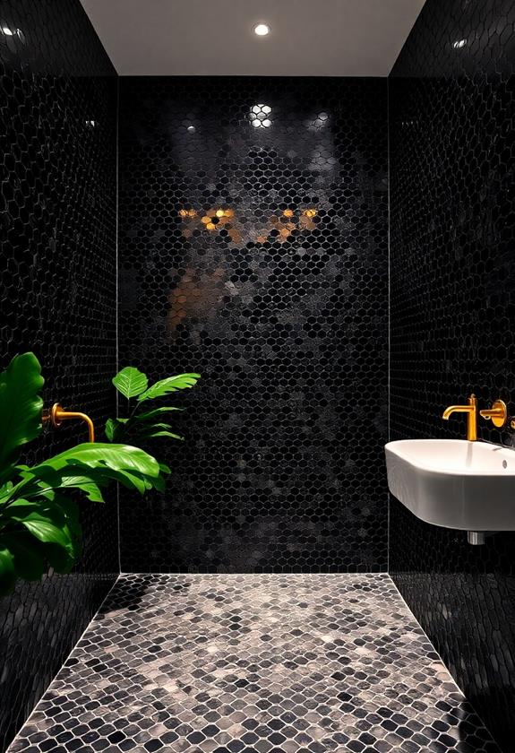 elegant black mosaic tiles