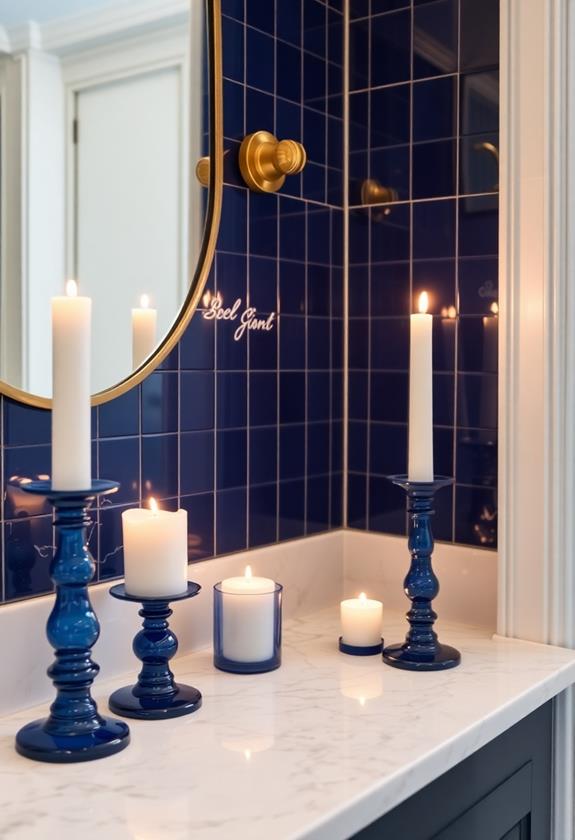 elegant blue candle holders