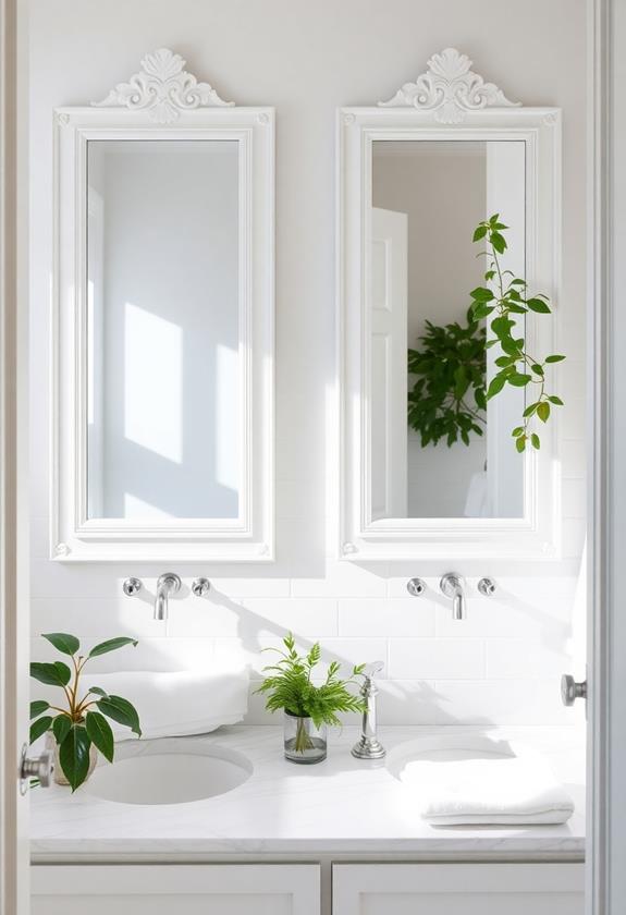 elegant white framed mirrors