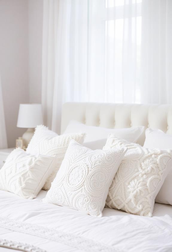 elegant white throw cushions