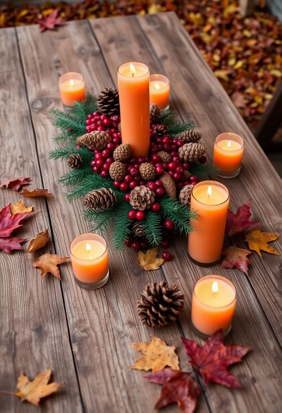 festive cranberry pinecone decor