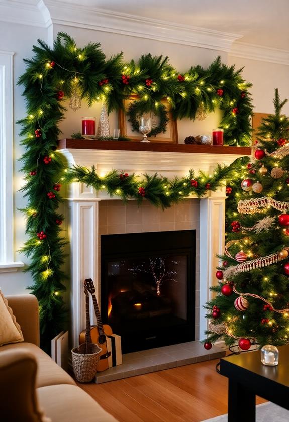 festive decorations and foliage