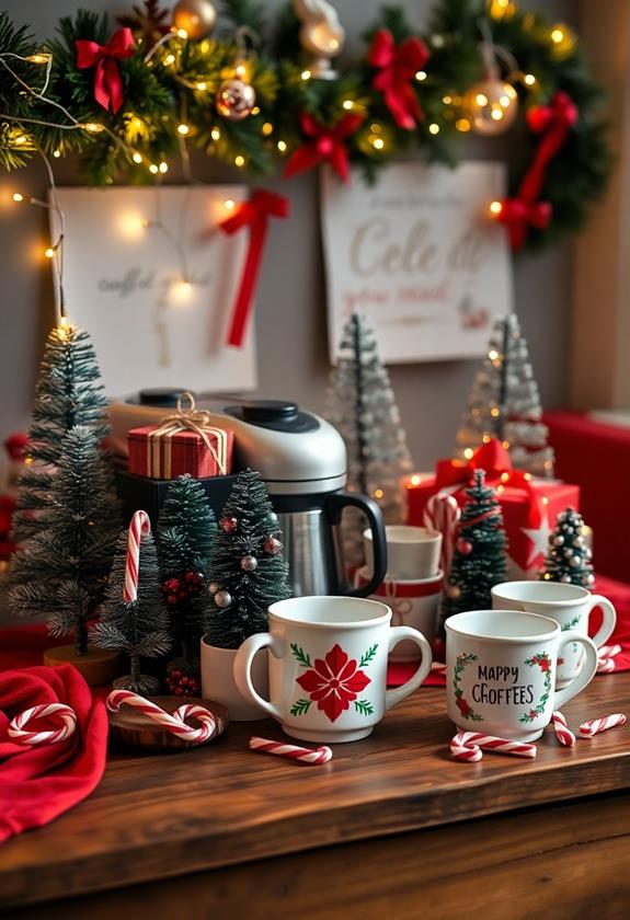 festive holiday coffee setup