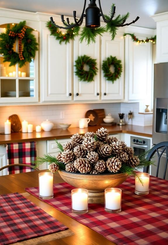 festive pinecone home accents