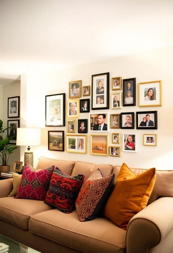 framed family portraits displayed