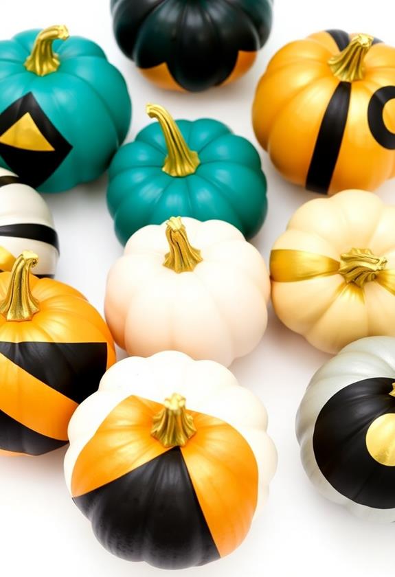geometric patterned halloween pumpkins