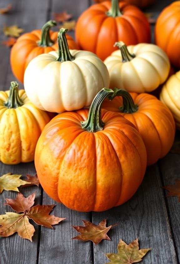 gradient colored pumpkins display