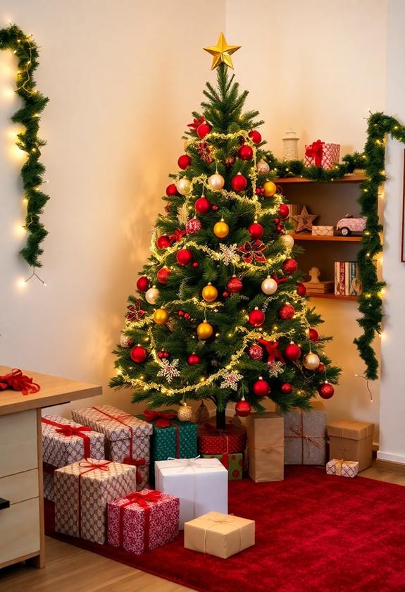 holiday decorated tree area