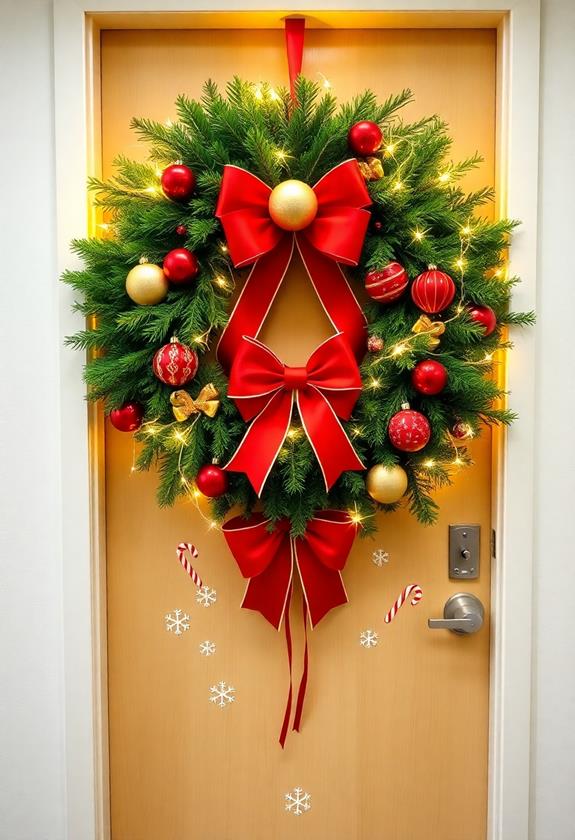 holiday themed entrance adornments