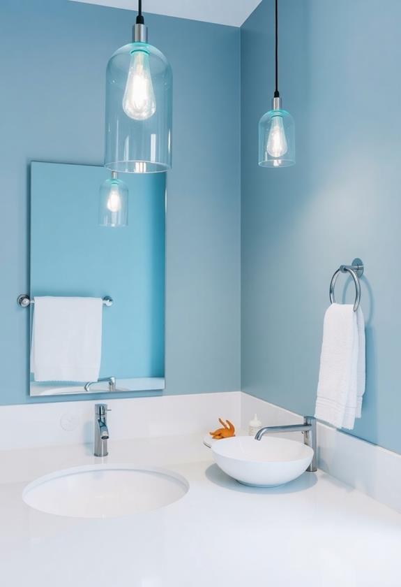 illuminated blue glass fixtures