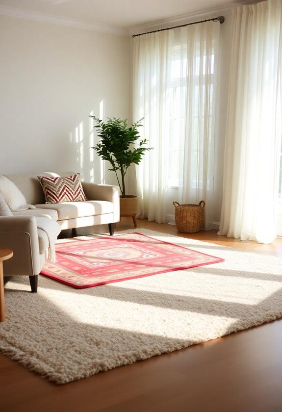 layered rugs create depth