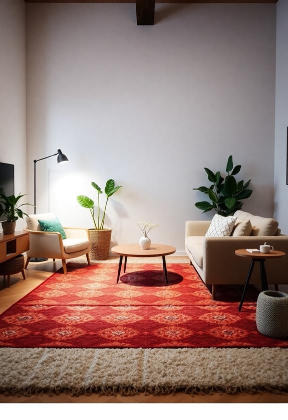 layered rugs for warmth