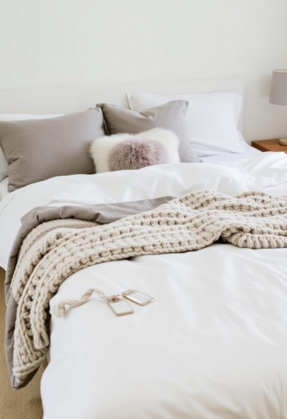 layered textured bedding design