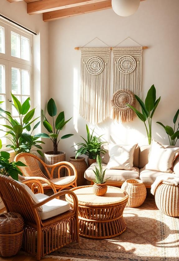 natural woven outdoor seating