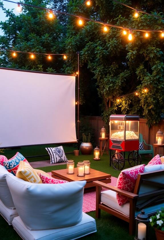 outdoor film screening setup