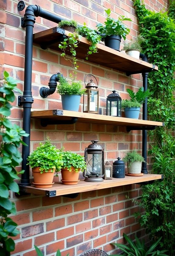 rustic industrial pipe shelves