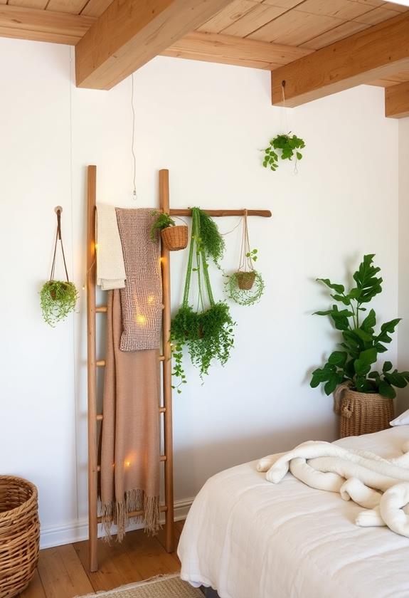 rustic wooden ladder decor