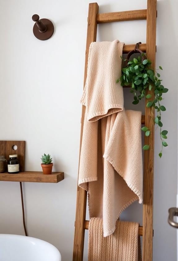 rustic wooden towel holder