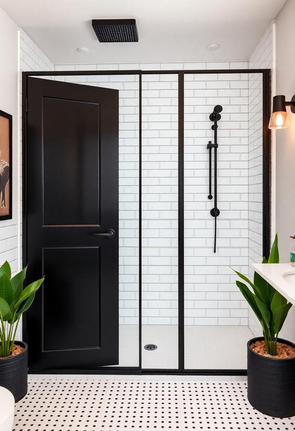 sleek black shower doors