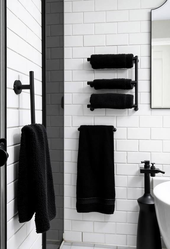 sleek black towel holders