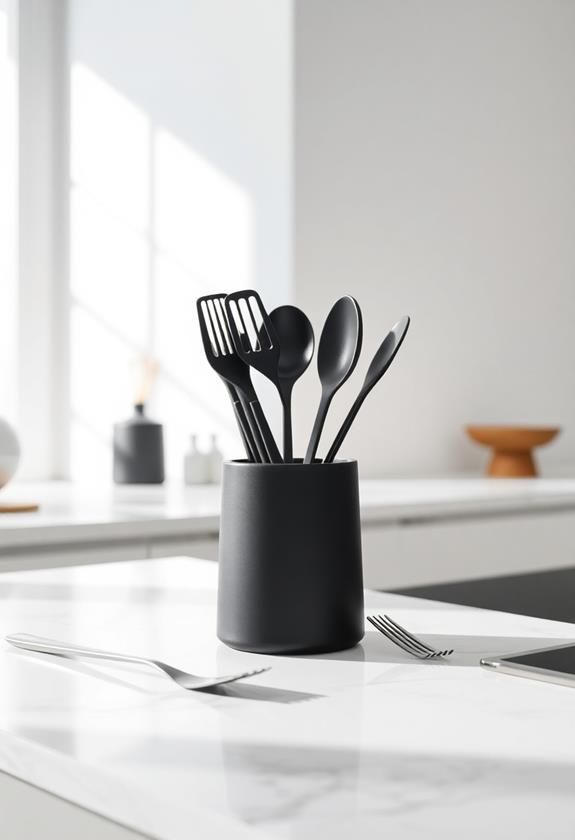 sleek kitchen tool storage