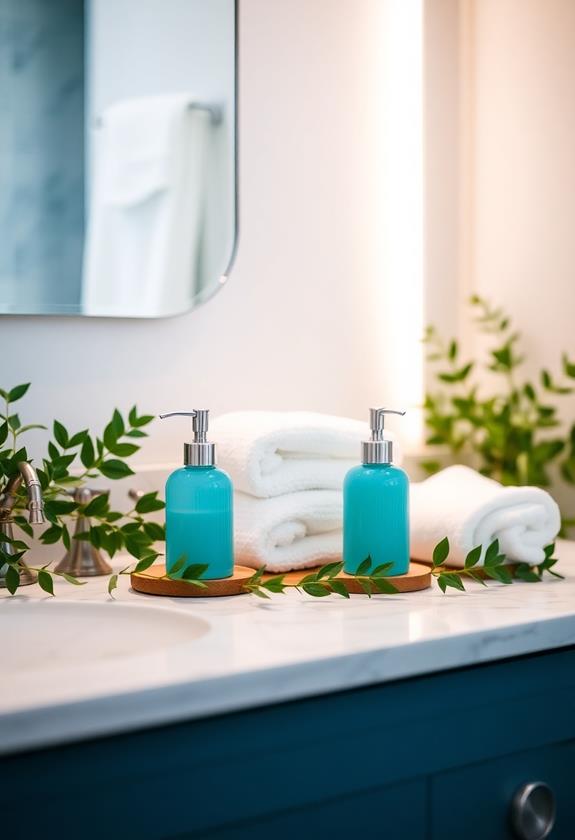 stylish turquoise soap dispensers