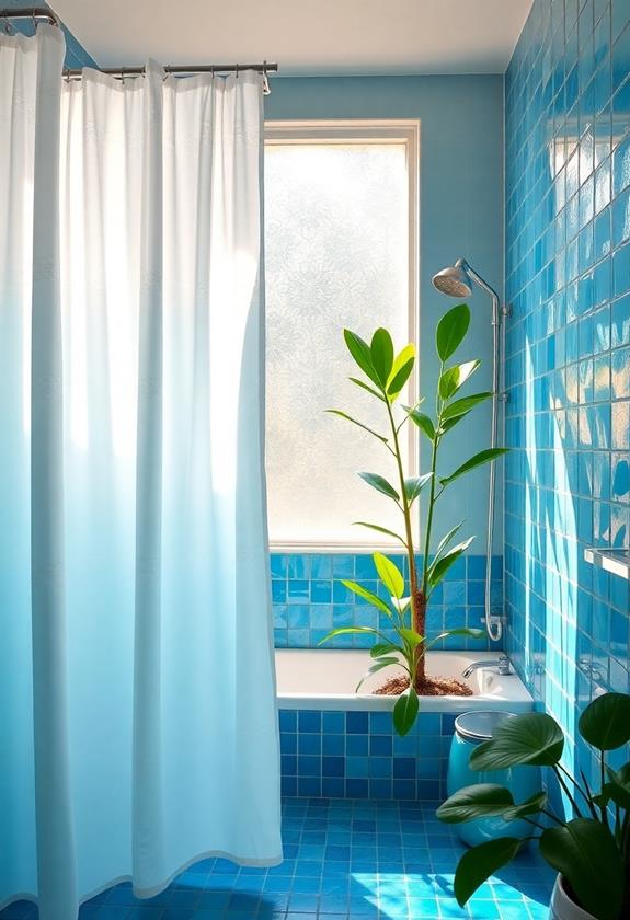 vibrant azure shower curtains