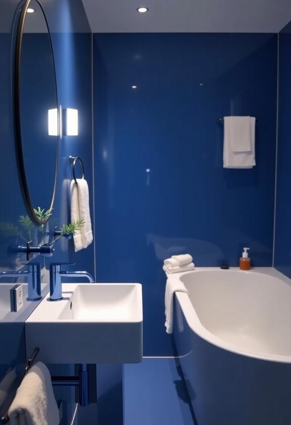 vibrant cobalt blue accents