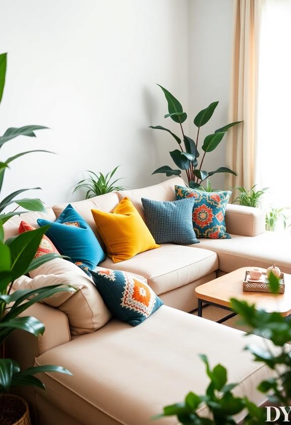 vibrant decorative cushion accents