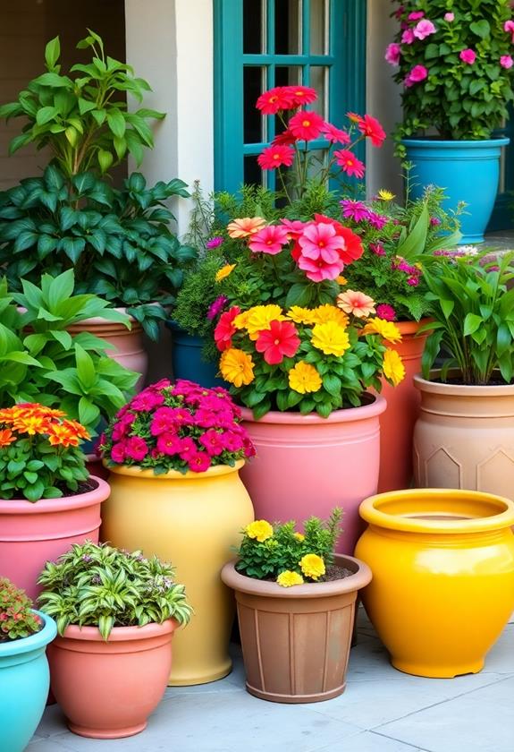 vibrant decorative flower pots