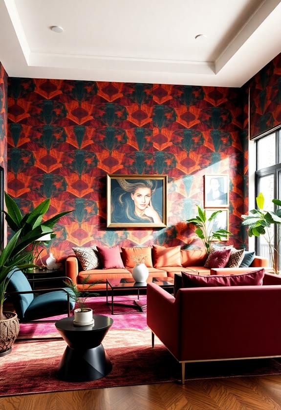 vibrant patterned wall coverings