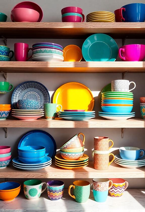 vibrant tableware showcases