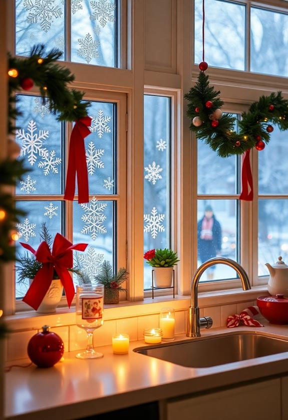 winter themed decorative window clings