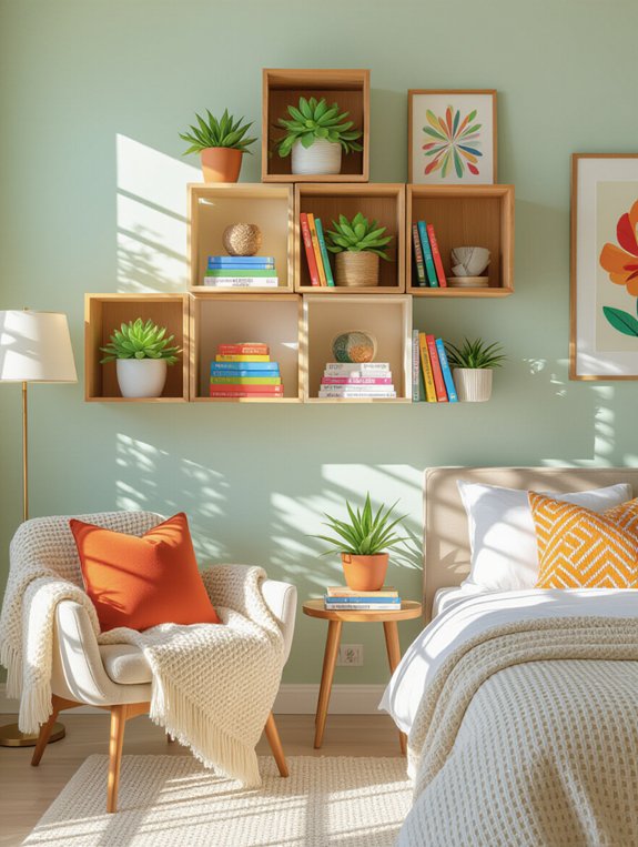 artistic wall mounted cube shelves