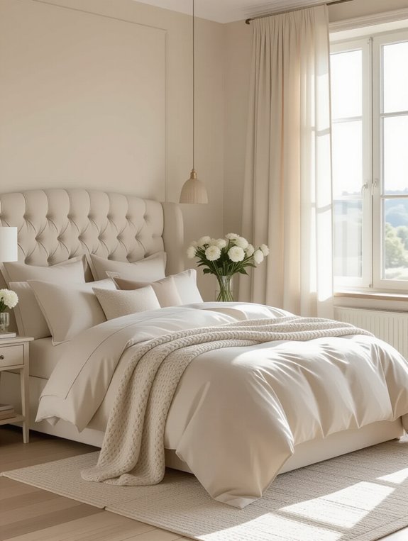 beige upholstered headboard elegance