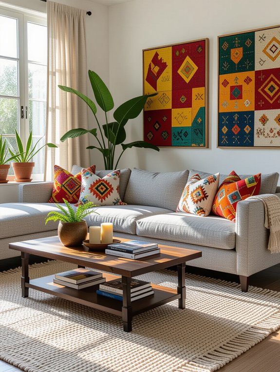 bohemian grey couch decor