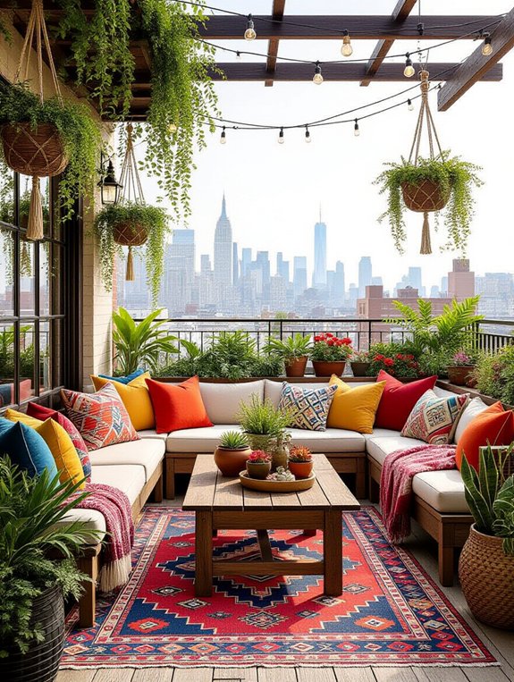 bohemian rooftop cozy retreat