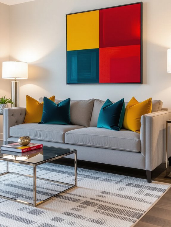 bold accents enhance grey